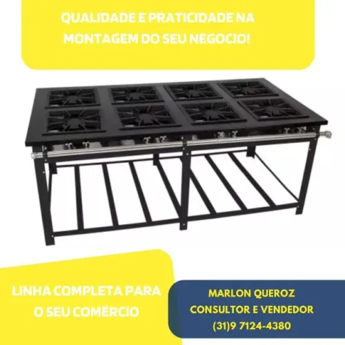 Fogão Industrial 8 Bocas Venâncio 40x40CM Novo 