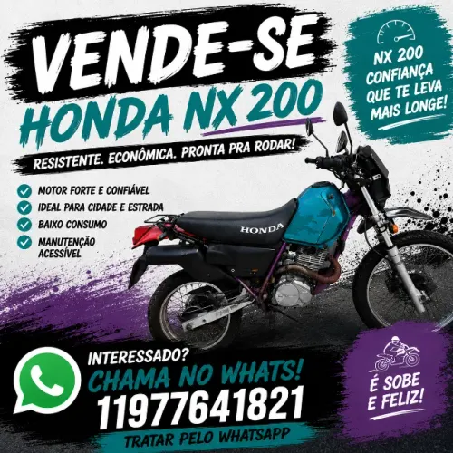 Honda NX 200 Verde 1998 - Econômica, Confiável e Pronta para Rodar
