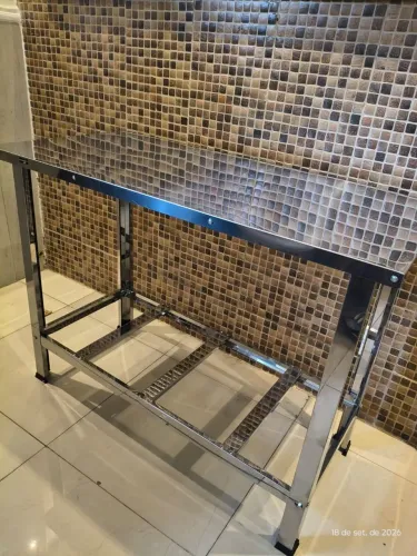 Mesa Industrial Nova Reforçada Toda Em Aço Inox