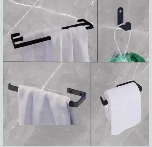 Acessórios para banheiro preto fosco 4 peças 