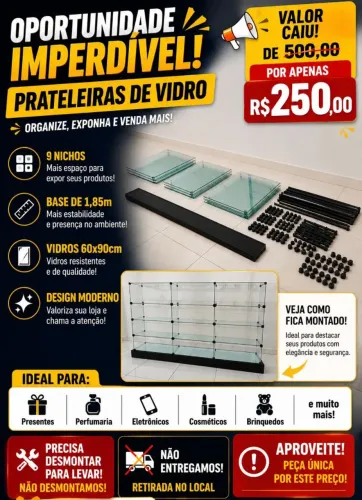 Vitrine/Prateleira de vidro