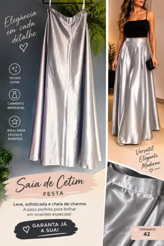 Sai em cetim longa festa