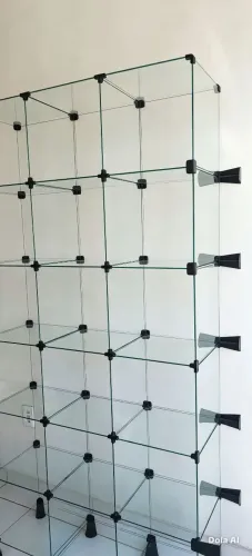 Expositor vitrine de vidro 18 nichos de 30x30 cm + expositor  vitrine 100x100cm 6 nichos 