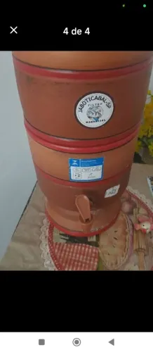 Bebedor de água de barro 4 litro em cima em baixo
