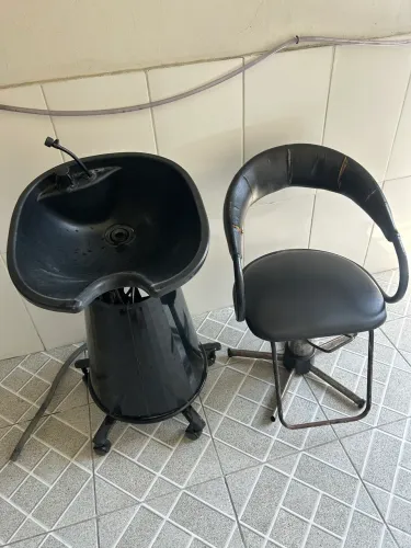 Lavadora de cabelo e cadeira para salão