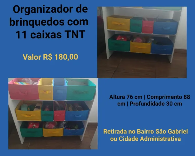 Organizador de brinquedos com 11 caixas TNT