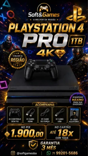 Ps4 pro 1tb 4K aceito cartão com garantia loja física