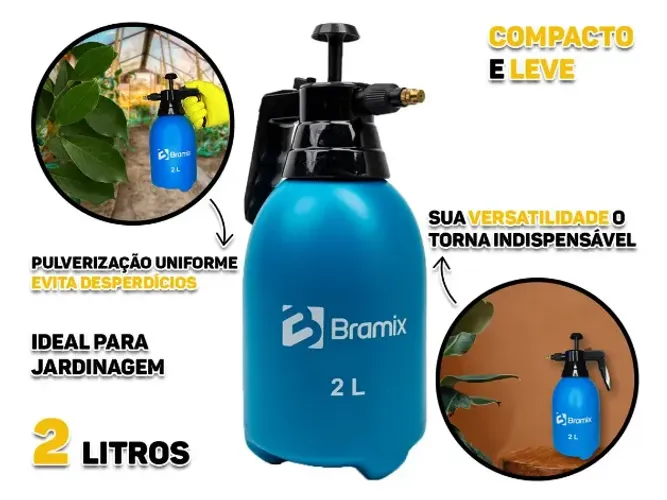 Pulverizador Manual Bico Com Jato Ajustável 2 Litros Bramix