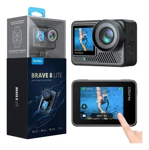 Câmera de Ação AKASO Brave 8 Lite 4K60 - À Prova D'Água 20MP