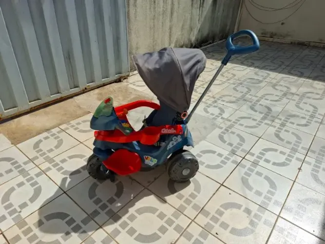 Triciclo Velobaby Reclinavel C/Capota Passeio & Pedal (Azul) Bandeirante