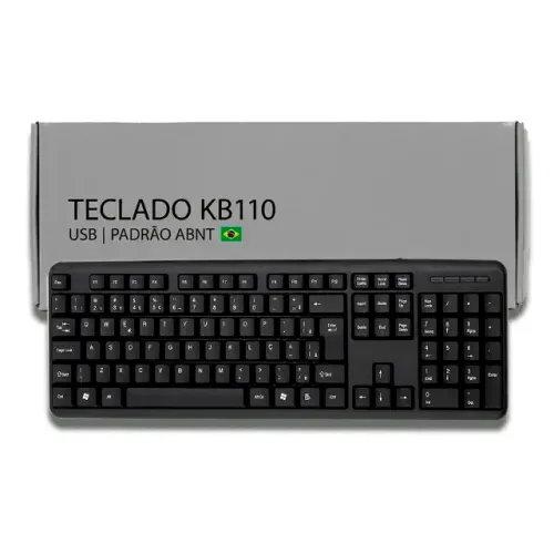 Teclado USB com Fio Padrão ABNT2 para Computador KB110