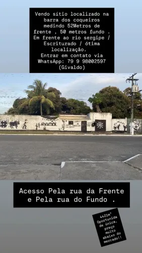 Sítio (Terreno) em frente ao Rio Sergipe