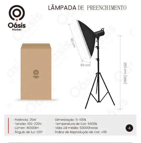 Luminária sofbox de estúdio