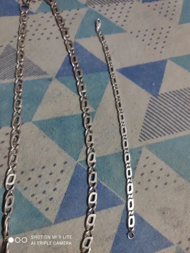 Conjunto cordão e pulseira de prata 