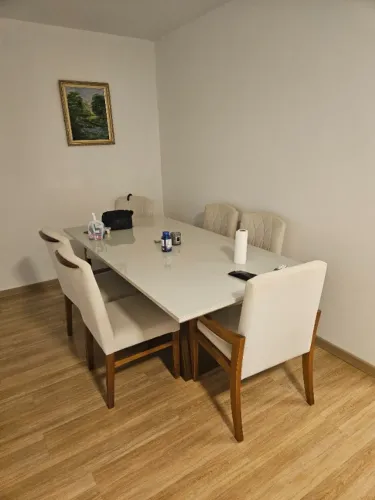 Mesa de 6 lugares Tampo Vidro Off-White Branco