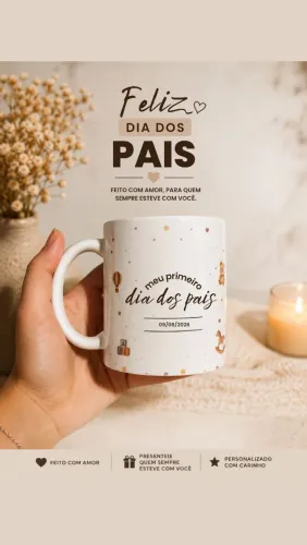 Xícara dia dos pais - Alça e fundo preto