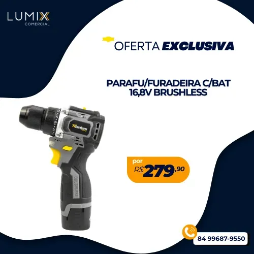 PARAF/FURADEIRA C/BAT 16,8V BRUSHLESS TITANIUM