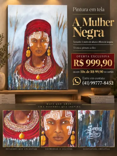 Pintura em tela A mulher Negra Tamanho 1 metro altura x 80cm de largura