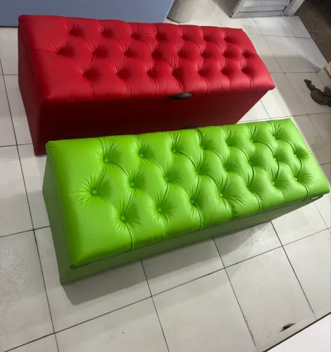 Baú Recamier Vermelho e Verde