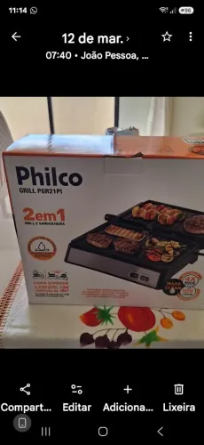 Vende-se griil e sanduicheira philco.