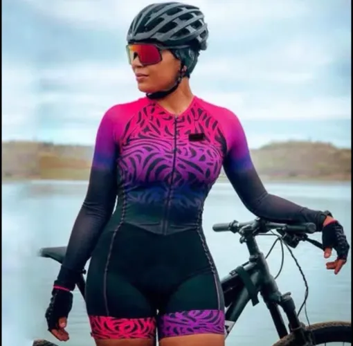 Macacão Ciclismo Feminino Manga Longa - Colorido Tamanho M & G