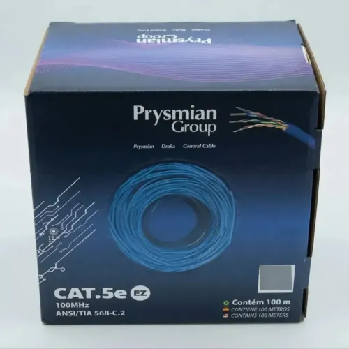 Cabo De Rede Cat5e U/utp Ez Cmx Prysmian Azul Com 100 Metros