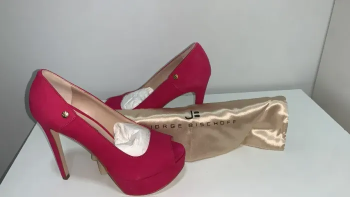 Salto Peep Toe Pink Jorge Bischoff Original Meia Pata