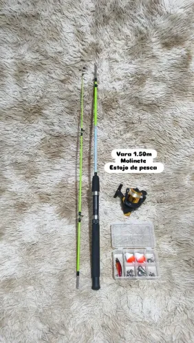 Vara molinete e estojo de pesca 