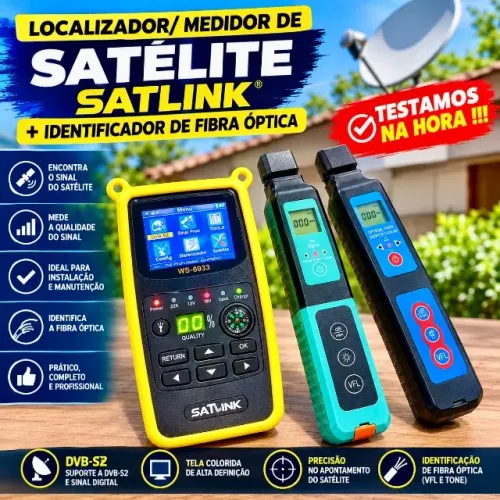 Localizador/medidor de Satélite Satlink  + identificador de fibra óptica - TESTAMOS NA HOR