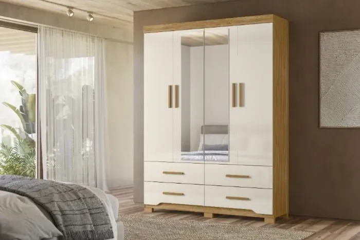 Guarda-roupa 4 Portas e 4 Gavetas Miami