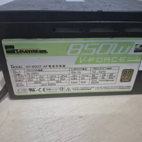 Fonte de Alimentação par PC 850 W reais da conceituada  marca Seventeam