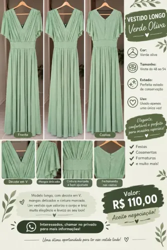 VESTIDO LONGO VERDE OLIVA