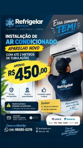 Instalação de Ar Condicionado 9000btus R$ 200,00