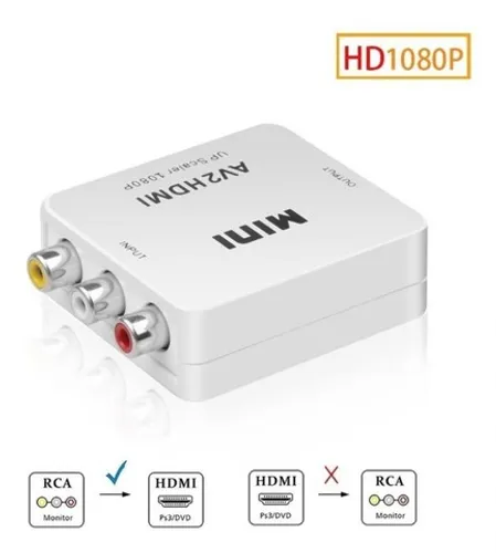 Mini Conversor Av Rca Para Hdmi Com Áudio 1080p Full Hd