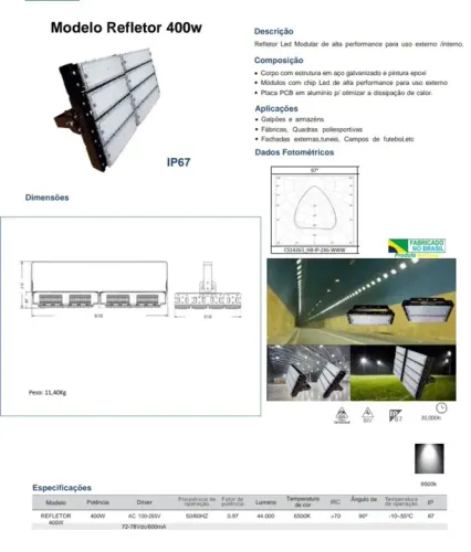 Refletor High Bay Modular LED 200w Barracão Industria 