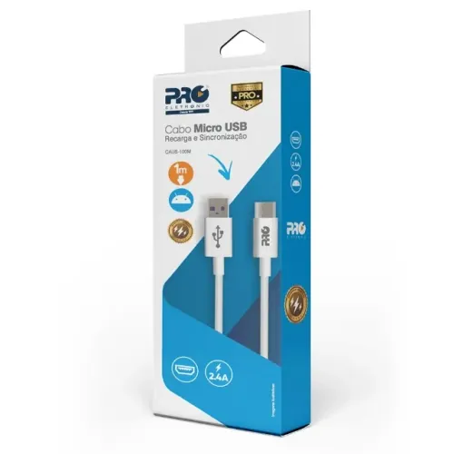 Cabo USB Para Celular Tipo Micro USB de 1 Metro ProEletronic