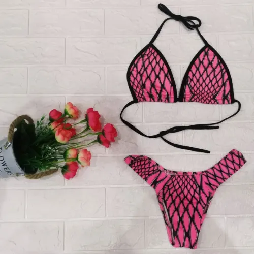Biquine Adulto Top Básico - Rosa E Preto