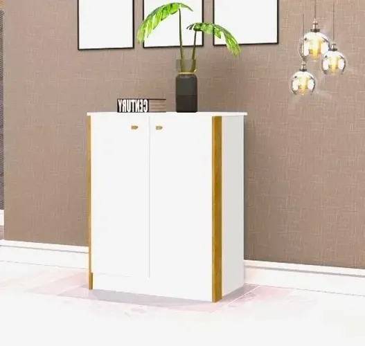 Balcão Office 2 Portas Branco.Nature Frete Grátis - Até 12x S/ Juros 