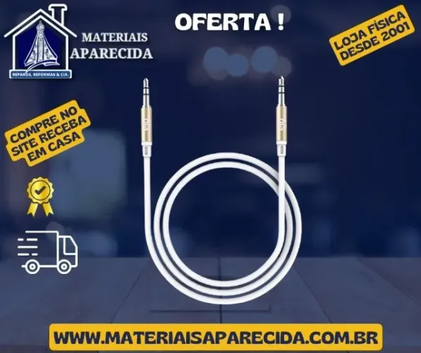 Cabo Auxiliar P2+P2 Estereo 3.5 Maxmidia MAX-P31M -novo