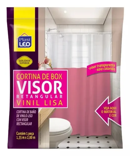 Cortina De Box De Plastico Vinil C/ Suporte 1,35x2,0m 621-s1