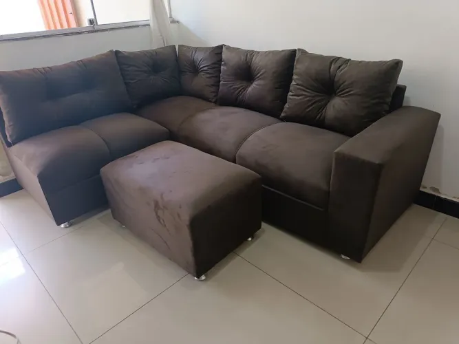 Sofá de Canto Marrom - Novo, 5 lugares!