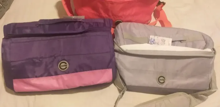 Bolsa térmica Cooler - 3 peças - Roxa, Cinza e Rosa