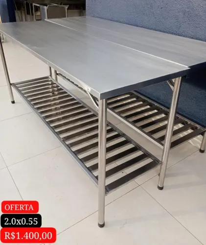 OFERTA-MESA SEMINOVA INOX - 2.0X0.55 METROS CHAPA REFORÇADA