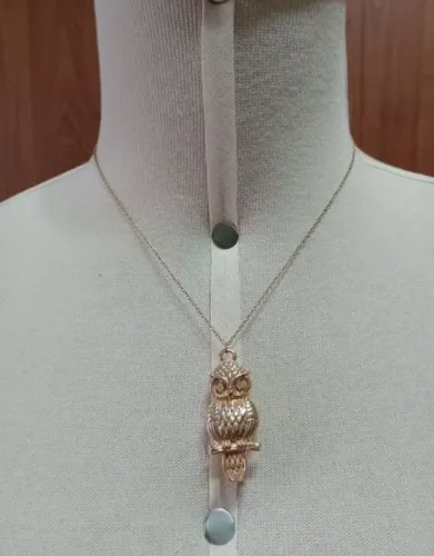 Colar Corrente com Pingente de Coruja Dourada