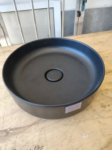 cuba de apoio redonda preto fosco Deca