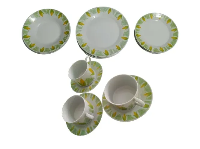 Pratos + Xícaras + Pires Porcelana - Kit 17 Peças Novo