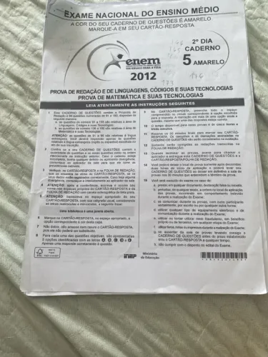Impressões enem 2012-1º e 2º dias 