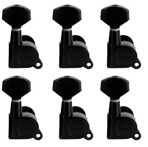 Jogo De Tarraxas Condor Para Guitarra 6 Em Linha Preto