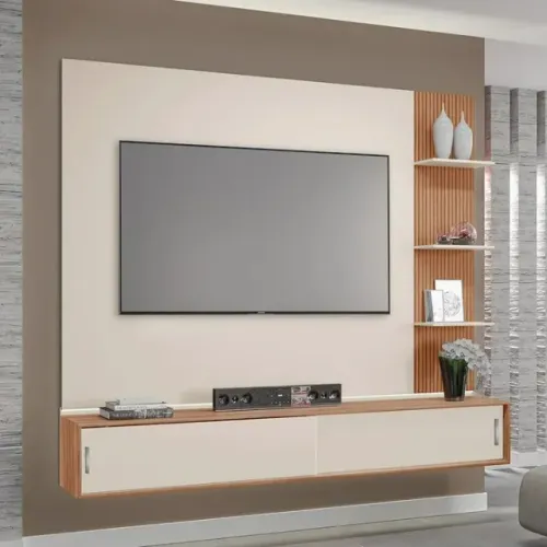 Painel para TV de Até 65 polegadas Solange 100% MDF Tuboarte Off White Rippas