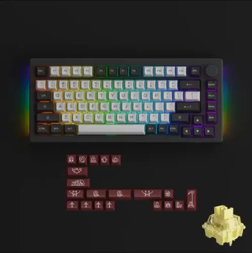 Teclado mecânico Akko 5075 B-plus Drácula novo 